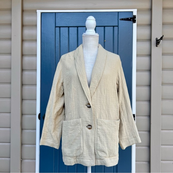 Madewell Jackets & Blazers - Madewell Lightspun Dorset Blazer Jacket
Cotton Slouchy Shawl Collar Beige XS